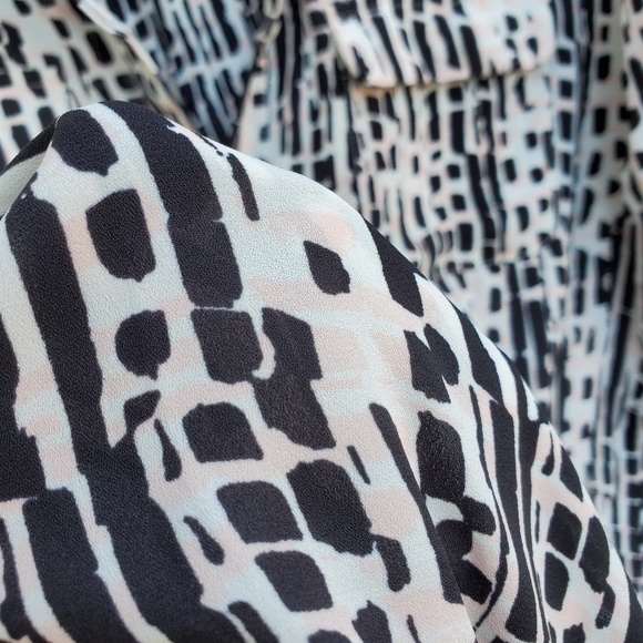 LOFT Black Pink Patterned Semi Sheer Top - Picture 2 of 7